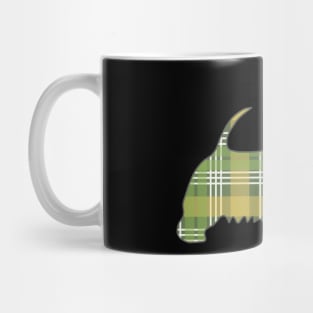 Green, White and Yellow Tartan Scottish Terrier Dog Silhouette Mug